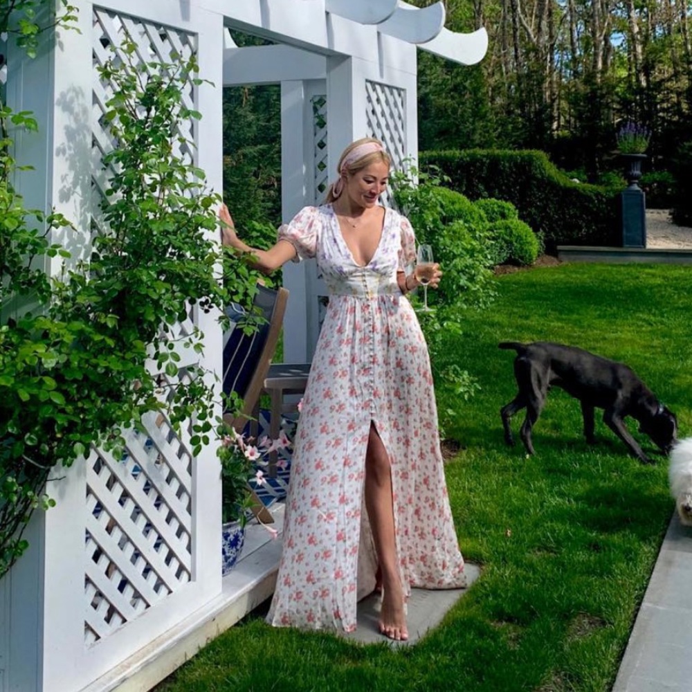 LOVESHACKFANCY SILK STATEMENT DRESS